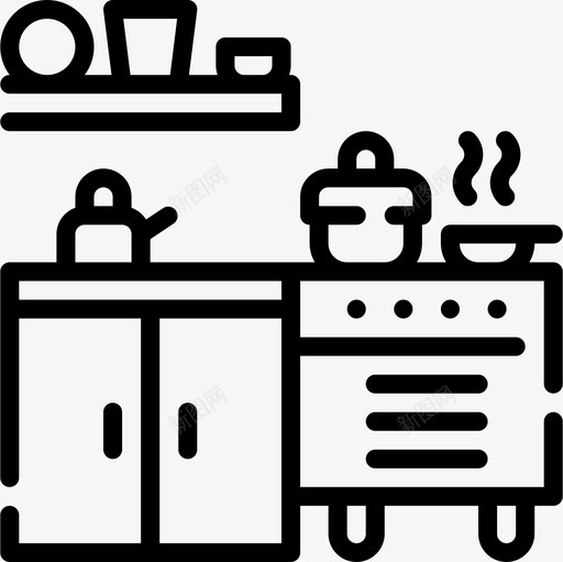厨房家具和家居33线性图标svg_新图网 https://ixintu.com 厨房 家具 家居 线性