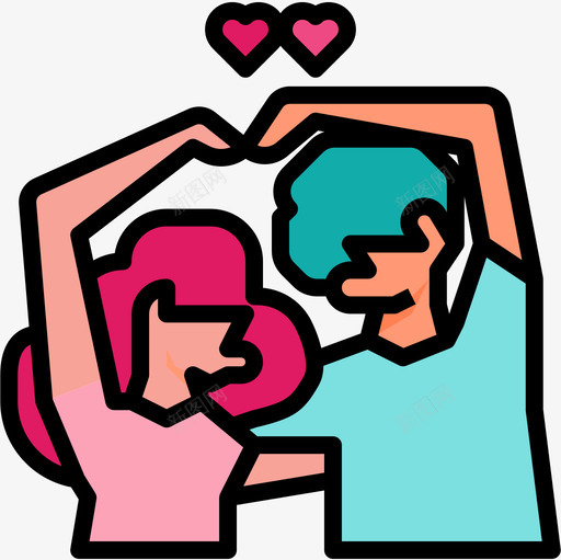 情侣婚礼爱情故事线性色彩图标svg_新图网 https://ixintu.com 婚礼 情侣 爱情故事 线性 色彩
