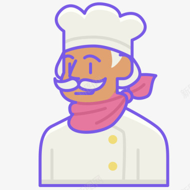 厨师阿凡达男直系肤色图标图标