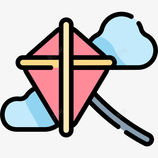 风筝爱好和自由时间6线颜色图标svg_新图网 https://ixintu.com 时间 爱好 自由 颜色 风筝
