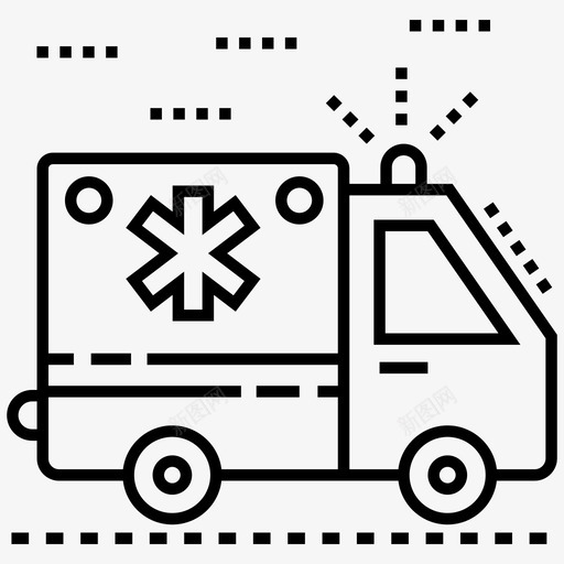 救护车急救车医院运输工具图标svg_新图网 https://ixintu.com 医院 图标 应急 急救车 救护车 救援 线路 运输工具
