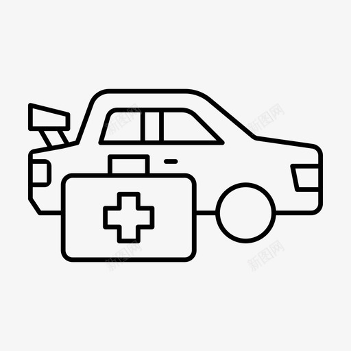 医疗车交通工具运输工具图标svg_新图网 https://ixintu.com 交通工具 医疗 线薄 车辆 运输工具