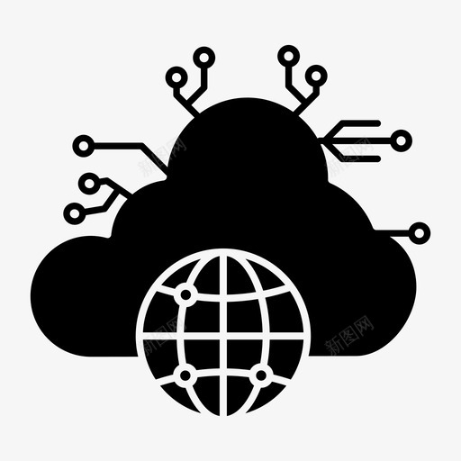 云电路地球仪图标svg_新图网 https://ixintu.com 地球仪 电路