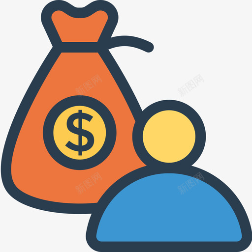 钱袋商业362线性颜色图标svg_新图网 https://ixintu.com 商业 线性 钱袋 颜色