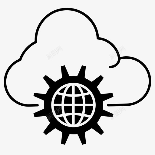 云齿轮互联网图标svg_新图网 https://ixintu.com 互联网 设置 齿轮