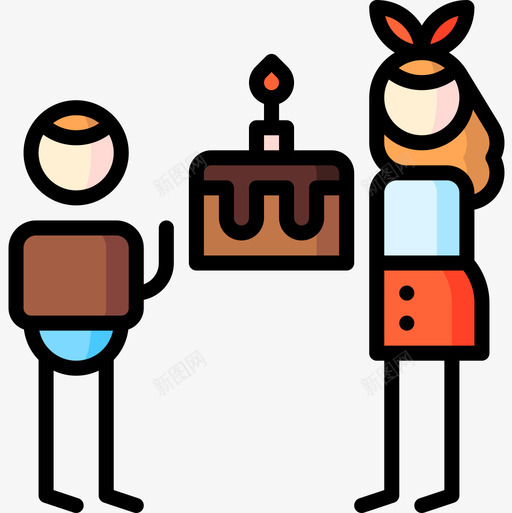 生日家庭41线性颜色图标svg_新图网 https://ixintu.com 家庭 生日 线性 颜色