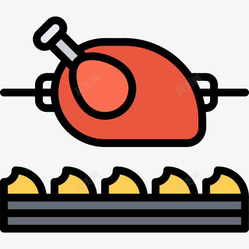 鸡肉烧烤27彩色图标svg_新图网 https://ixintu.com 彩色 烧烤 鸡肉
