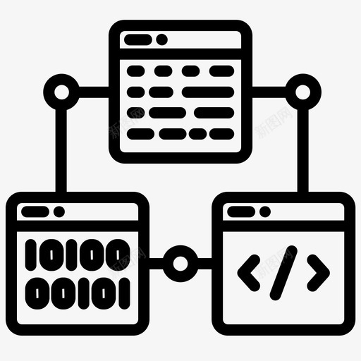 脚本连接二进制代码图标svg_新图网 https://ixintu.com 二进制 代码 程序员 编程 脚本 连接