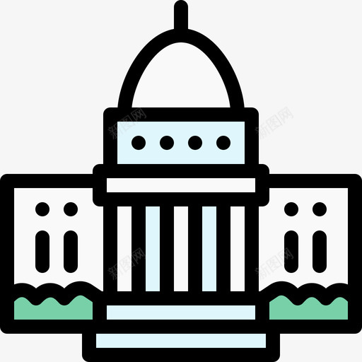 白宫地标和纪念碑19线性颜色图标svg_新图网 https://ixintu.com 地标 白宫 纪念碑 线性 颜色