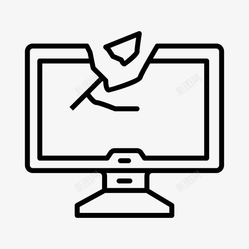 坏显示器电器家用电器图标svg_新图网 https://ixintu.com 家用电器 工具 显示器 电器