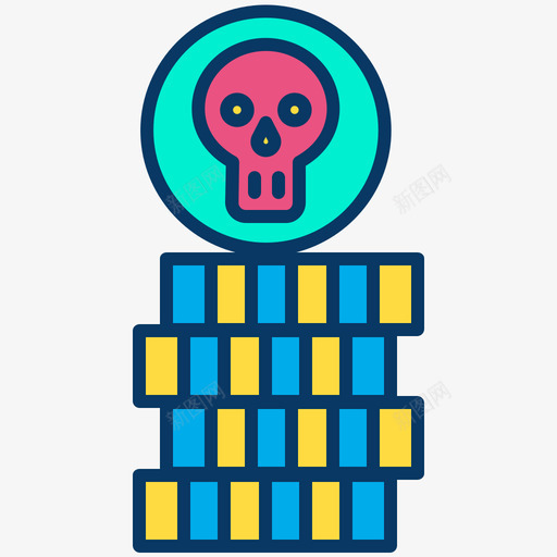 硬币海盗58线颜色图标svg_新图网 https://ixintu.com 海盗 硬币 颜色