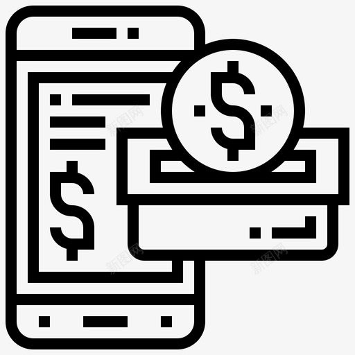 智能手机支付数字银行3线性图标svg_新图网 https://ixintu.com 手机 支付 数字 智能 线性 银行