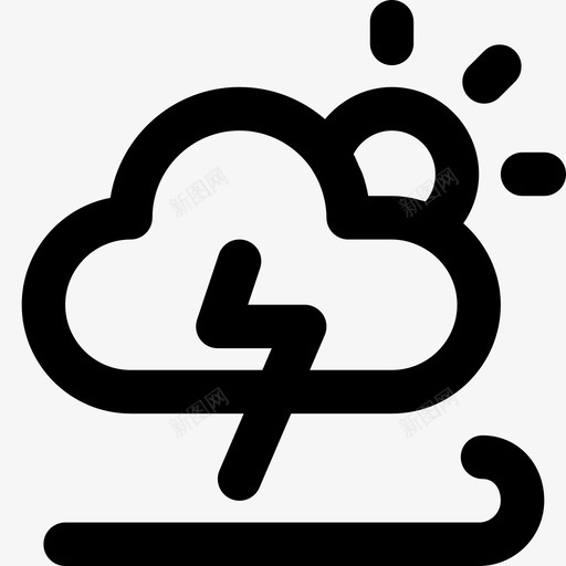 雷声伴随着风云太阳图标svg_新图网 https://ixintu.com 伴随 天气 太阳 随着 雷声