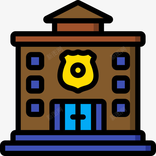 警察局公共服务9线颜色图标svg_新图网 https://ixintu.com 公共服务 警察局 颜色