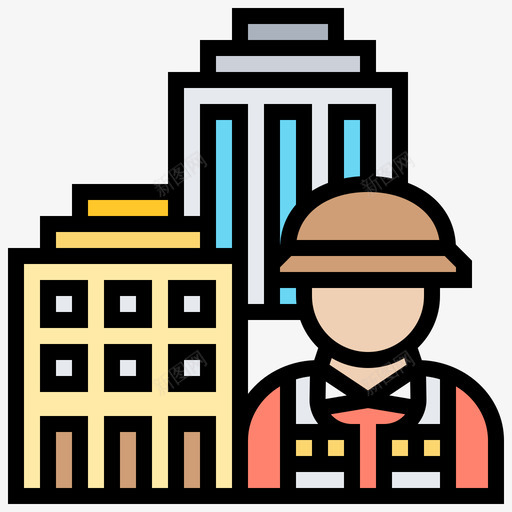 建筑建筑工人3线条颜色图标svg_新图网 https://ixintu.com 工人 建筑 建筑工 线条 颜色