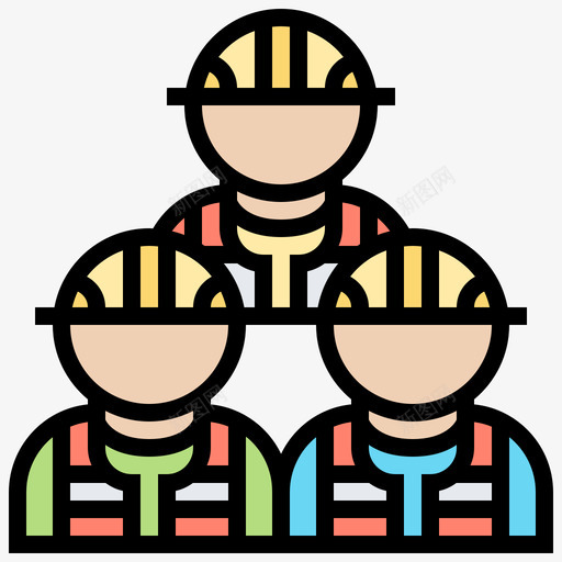 团队合作建筑工人3线条颜色图标svg_新图网 https://ixintu.com 合作 团队 工人 建筑 建筑工 线条 颜色