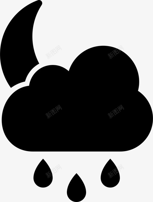 雨夜天气预报天气图标svg_新图网 https://ixintu.com 天气 天气预报 媒体 标签 社交 雨夜