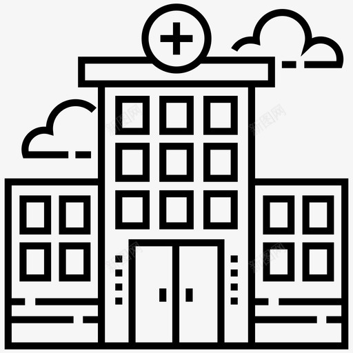 医院大楼诊所图标svg_新图网 https://ixintu.com 医院 图标 大楼 建筑 急救 急诊室 疗养院 线图 诊所