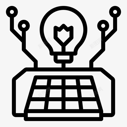 太阳能板生态能源图标svg_新图网 https://ixintu.com 太阳能 屋顶 生态 能源