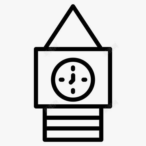 钟楼建筑物地标图标svg_新图网 https://ixintu.com 图标 地标 地点 建筑物 手表 标线 钟楼