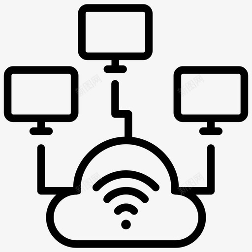云网络云计算云数据图标svg_新图网 https://ixintu.com 云网 云计算 共享 图标 数据 服务 线图 网络 计算机