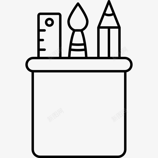 铅笔罐刷子颜色图标svg_新图网 https://ixintu.com 刷子 图标 学校 教育 文具 油漆 线图 铅笔 颜色