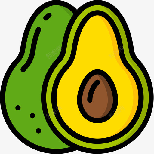 AvocadoVegan15线性颜色图标svg_新图网 https://ixintu.com Avocado Vegan 线性 颜色