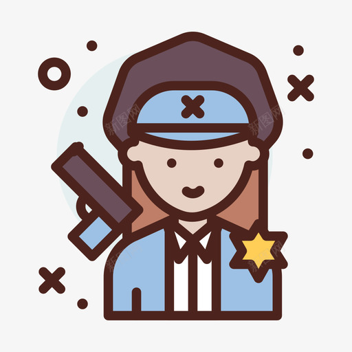 女警察女性职业女性肤色图标svg_新图网 https://ixintu.com 女性 女警察 小女警 职业 肤色