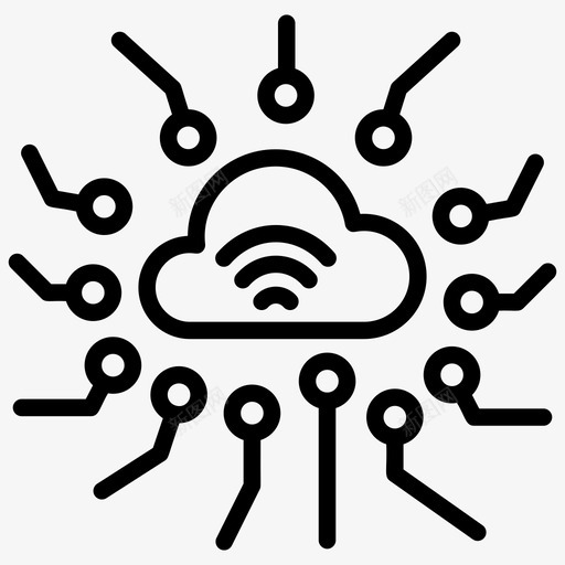 云网络云计算云数据图标svg_新图网 https://ixintu.com 云网 云计算 共享 图标 数据 服务 线图 网络