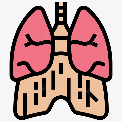 横膈膜人体器官17线色图标svg_新图网 https://ixintu.com 人体 器官 横膈膜 线色