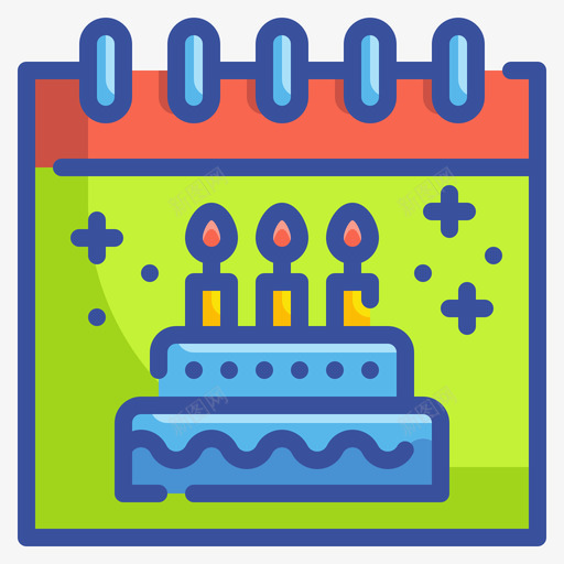 日历生日和派对11线性颜色图标svg_新图网 https://ixintu.com 日历 派对 生日 线性 颜色