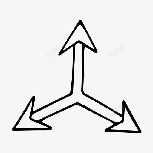 三箭头输出方向路径图标svg_新图网 https://ixintu.com 指针 方向 符号 箭头 路径 输出 输出方