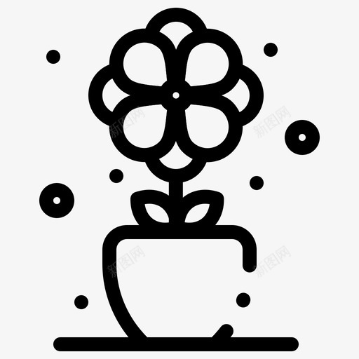 花盆栽礼物图标svg_新图网 https://ixintu.com 加粗 季节性 春天 盆栽 礼物 花盆 虚线 郁金香