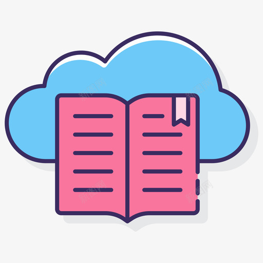图书馆在线教育28线颜色图标svg_新图网 https://ixintu.com 图书馆 在线教育 颜色