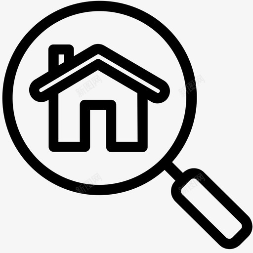 房屋搜索公寓查找图标svg_新图网 https://ixintu.com 公寓 房地产 房屋 搜索 放大镜 查找 概述