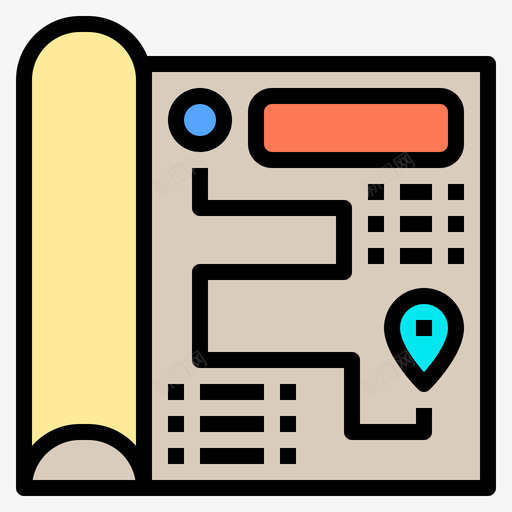 地图旅游工具2线颜色图标svg_新图网 https://ixintu.com 地图 工具 旅游 颜色