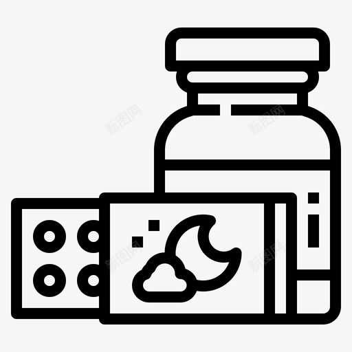 安眠药睡眠53线性图标svg_新图网 https://ixintu.com 安眠药 睡眠 线性