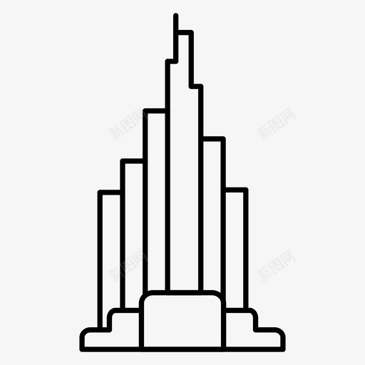 地标建筑地点图标svg_新图网 https://ixintu.com 图标 地标 地点 广场 建筑 房地产 细线