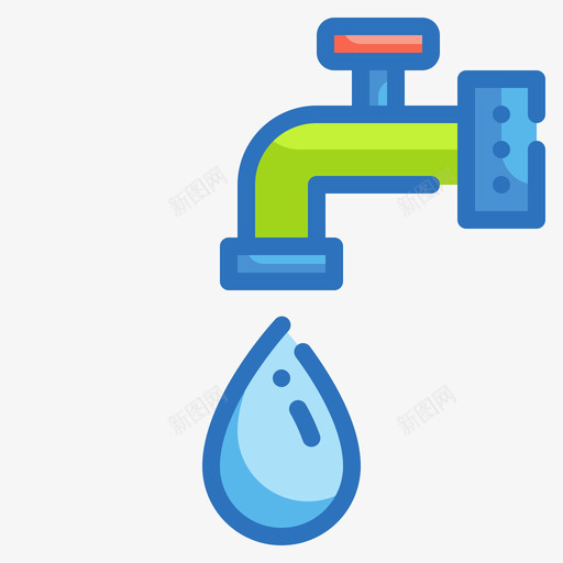 水龙头生态环境6线颜色图标svg_新图网 https://ixintu.com 水龙头 生态环境 颜色