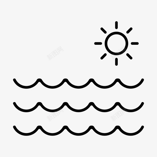 大海河流太阳图标svg_新图网 https://ixintu.com 大海 太阳 日出 日落 河流 海浪