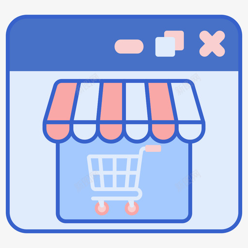 网上购物网上商店线颜色图标svg_新图网 https://ixintu.com 网上商店 网上购物 颜色