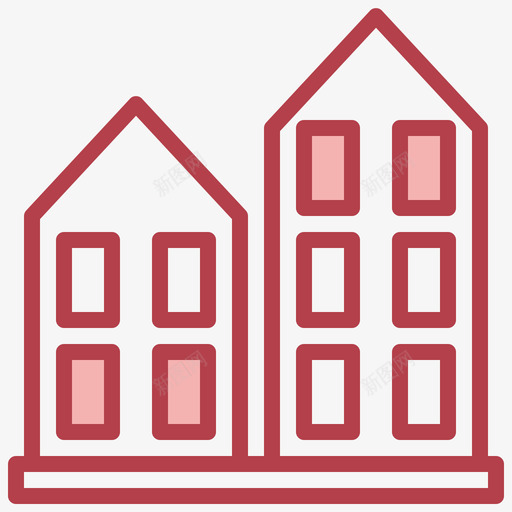 公寓出租物业红色图标svg_新图网 https://ixintu.com 公寓 出租 物业 红色