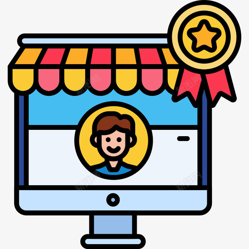 可信卖家网络商店3线性颜色图标svg_新图网 https://ixintu.com 卖家 可信 商店 线性 网络 颜色