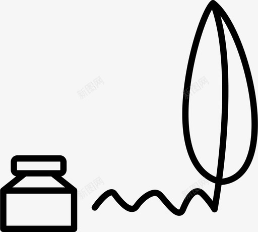 文字羽毛墨水壶图标svg_新图网 https://ixintu.com 墨水壶 文字 毛笔 羽毛