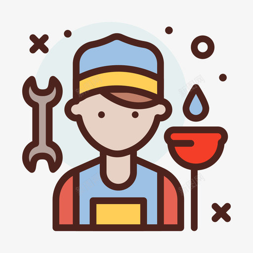 水管工男性职业3线性颜色图标svg_新图网 https://ixintu.com 水管 男性 管工 线性 职业 颜色