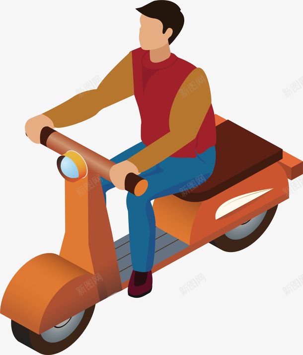 骑电动车的人矢量图eps免抠素材_新图网 https://ixintu.com 代步工具 卡通人物 电动车 矢量png 骑电动车 骑车 矢量图