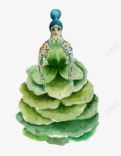 卡通菜叶服装png免抠素材_新图网 https://ixintu.com 服装 模特 生菜叶 菜叶 走秀