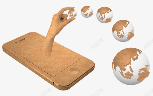 手机伸出手抓地球插图png免抠素材_新图网 https://ixintu.com 地球 手机