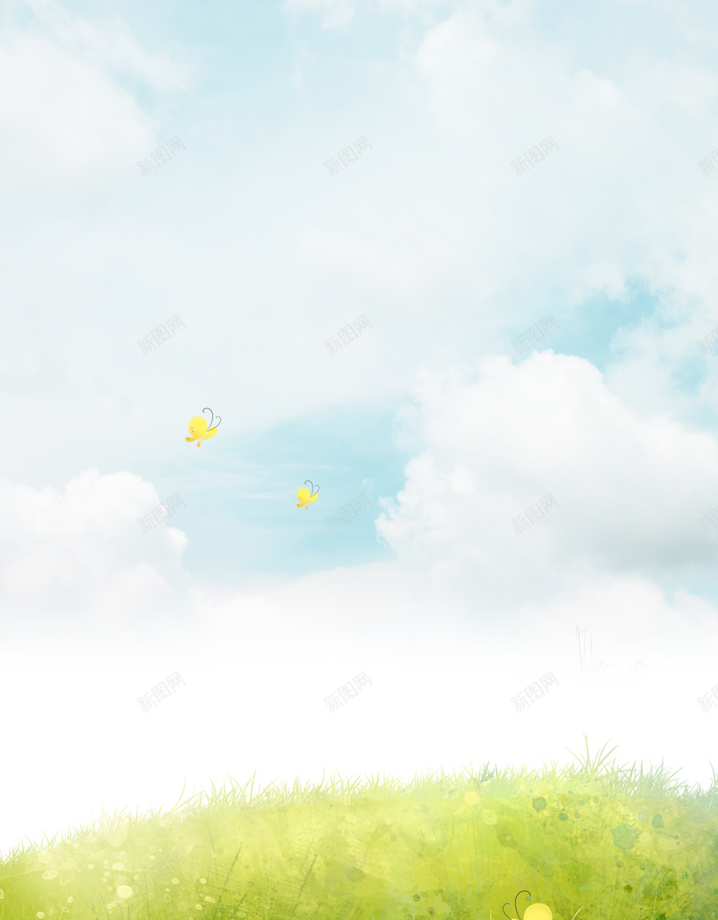 手绘水彩蝴蝶草地印刷背景psd设计背景_新图网 https://ixintu.com 卡通 印刷背景 手绘 水彩 童趣 草地 蝴蝶
