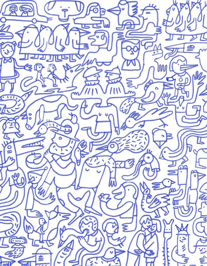 蓝色卡通插画H5背景jpg设计背景_新图网 https://ixintu.com 天生一对 h5 卡通 插画 蓝色 H5背景 H5 童趣 手绘